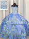 Charming Sleeveless Taffeta Floor Length Lace Up Vestidos de Quinceanera in Blue with Beading and Embroidery