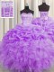 Visible Boning Sleeveless Beading and Ruffles and Pick Ups Lace Up Quinceanera Dresses
