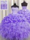 Pick Ups Visible Boning Floor Length Lavender Quinceanera Dress Sweetheart Sleeveless Lace Up