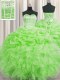 Visible Boning Beading and Ruffles and Pick Ups Quinceanera Dresses Lace Up Sleeveless Floor Length