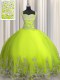 Yellow Green Ball Gowns Tulle Straps Sleeveless Beading and Appliques Floor Length Lace Up Quinceanera Dresses  Yellow Green Ball Gowns Tulle Straps Sleeveless Beading and Appliques Floor Length Lace Up Quinceanera Dresses