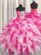 Sleeveless Beading and Ruffles and Ruching Lace Up Quinceanera Dresses