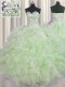 Classical Floor Length Green Quinceanera Dress Organza Sleeveless Beading and Ruffles