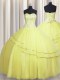 Visible Boning Really Puffy Sweetheart Sleeveless Tulle Quinceanera Dress Beading Lace Up