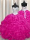Sleeveless Lace Up Beading and Ruffles Quince Ball Gowns