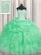 Organza Sweetheart Sleeveless Lace Up Beading and Ruffles Quinceanera Gown in Apple Green  Organza Sweetheart Sleeveless Lace Up Beading and Ruffles Quinceanera Gown in Apple Green