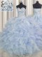 Sweetheart Sleeveless Lace Up Sweet 16 Dresses Light Blue Organza