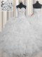Cheap White Sweetheart Neckline Beading and Ruffles Ball Gown Prom Dress Sleeveless Lace Up