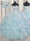 Light Blue Lace Up 15 Quinceanera Dress Beading and Ruffles Sleeveless Floor Length