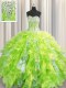 Sequins Visible Boning Floor Length Ball Gowns Sleeveless Yellow Green Quinceanera Gown Lace Up
