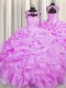 Pick Ups Ball Gowns Quinceanera Gowns Lilac Scoop Organza Sleeveless Floor Length Lace Up