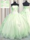 Inexpensive Floor Length Lace Up Quinceanera Dress Green for Military Ball and Sweet 16 and Quinceanera with Beading and Appliques