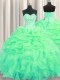Pick Ups Sweetheart Sleeveless Lace Up 15 Quinceanera Dress Green Organza