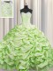 Pick Ups Brush Train Yellow Green Quinceanera Gown Sweetheart Sleeveless Sweep Train Lace Up