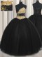 Sleeveless Floor Length Beading and Appliques and Ruching and Belt Lace Up Quince Ball Gowns with Black