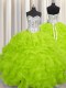 New Style Sweetheart Sleeveless Organza Sweet 16 Dress Beading and Ruffles Lace Up