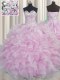 Edgy Bling-bling Lilac Sleeveless Beading and Ruffles Floor Length Sweet 16 Quinceanera Dress
