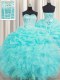 Visible Boning Sleeveless Lace Up Floor Length Beading and Ruffles and Pick Ups Quinceanera Gown
