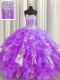 Sequins Visible Boning Floor Length Lavender Quinceanera Gown Sweetheart Sleeveless Lace Up