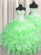 Visible Boning Sleeveless Beading and Ruffles Floor Length Sweet 16 Quinceanera Dress