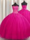 Lovely Big Puffy Fuchsia Sweetheart Neckline Beading Vestidos de Quinceanera Sleeveless Lace Up  Lovely Big Puffy Fuchsia Sweetheart Neckline Beading Vestidos de Quinceanera Sleeveless Lace Up