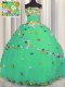 Excellent Tulle Sleeveless Floor Length 15 Quinceanera Dress and Hand Made Flower