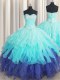 Dazzling Multi-color Ball Gowns Beading and Ruffles and Ruffled Layers and Sequins Sweet 16 Dress Lace Up Organza Sleeveless Floor Length
