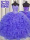 Graceful Visible Boning Sweetheart Sleeveless Lace Up Quinceanera Gown Purple Organza