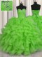 Fantastic Sleeveless Lace Up Floor Length Beading and Ruffles Quince Ball Gowns