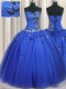 Royal Blue Sleeveless Tulle Lace Up Vestidos de Quinceanera for Military Ball and Sweet 16 and Quinceanera