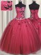 Lovely Coral Red Lace Up Sweet 16 Quinceanera Dress Beading and Appliques Sleeveless Floor Length