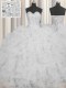 Fine Visible Boning Floor Length White Sweet 16 Dresses Sweetheart Sleeveless Lace Up