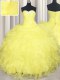 Smart Yellow Sweetheart Lace Up Beading and Ruffles Quinceanera Gown Sleeveless
