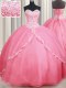 Glamorous Watermelon Red Sweetheart Lace Up Beading and Appliques 15 Quinceanera Dress Brush Train Sleeveless