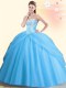 Sumptuous Sweetheart Sleeveless Quinceanera Dress Floor Length Beading Aqua Blue Tulle