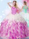 Lovely Halter Top Organza Sleeveless Floor Length 15th Birthday Dress and Beading and Ruffles and Pick Ups