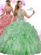 Wonderful Green Ball Gowns Beading and Ruffles Sweet 16 Quinceanera Dress Lace Up Organza Sleeveless Floor Length