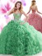 Ball Gowns Sleeveless Turquoise 15 Quinceanera Dress Sweep Train Lace Up