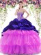 Sophisticated Sweetheart Sleeveless Organza and Taffeta 15 Quinceanera Dress Beading and Ruffled Layers and Pick Ups Brush Train Lace Up