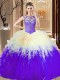 Amazing Ball Gowns Vestidos de Quinceanera Multi-color Scoop Tulle Sleeveless Floor Length Lace Up