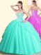 Luxury Apple Green Ball Gowns Tulle Sweetheart Sleeveless Beading Floor Length Lace Up Vestidos de Quinceanera