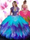 Multi-color Ball Gowns Sweetheart Sleeveless Tulle Floor Length Lace Up Beading and Ruffled Layers 15th Birthday Dress