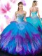 Lovely Floor Length Multi-color 15 Quinceanera Dress Sweetheart Sleeveless Lace Up