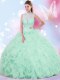 Delicate Apple Green Sleeveless Beading and Ruffles Floor Length Quinceanera Dresses