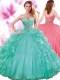 Fine Sleeveless Lace Up Floor Length Beading and Ruffles and Pick Ups Quince Ball Gowns