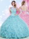 Floor Length Ball Gowns Sleeveless Baby Blue Quinceanera Gowns Lace Up