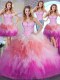 Luxurious Four Piece Multi-color Quinceanera Gowns Military Ball and Sweet 16 and Quinceanera and For with Beading and Ruffles Sweetheart Sleeveless Lace Up