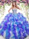 Fantastic Multi-color Organza Lace Up Sweetheart Sleeveless Floor Length Quinceanera Dress Beading and Ruffles
