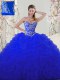 Classical Royal Blue Sweetheart Neckline Beading and Appliques Sweet 16 Dress Sleeveless Lace Up