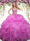 Fitting Organza Sleeveless Floor Length Quinceanera Gowns and Beading and Ruffles